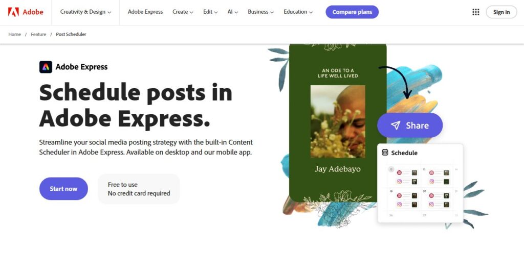 Adobe express social media schedulers